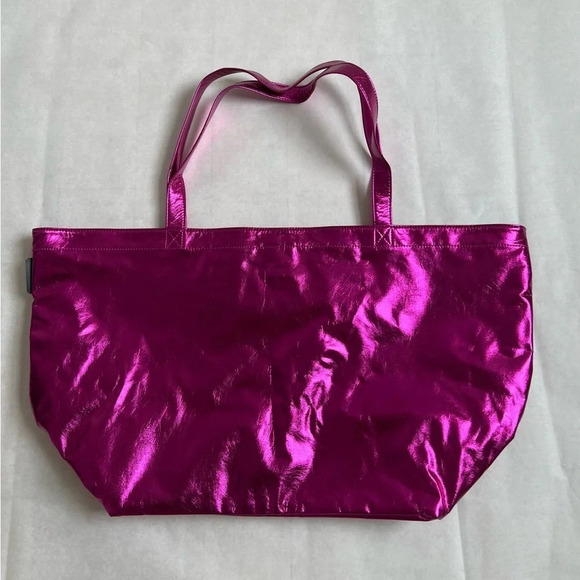 KARL LAGERFELD Handbag Xtra Large Tote Shoulder Bag Pink Metallic NWOT - Picture 3 of 10